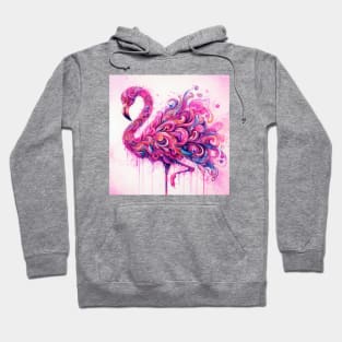 Abstract painting of a pink flamingo Hoodie